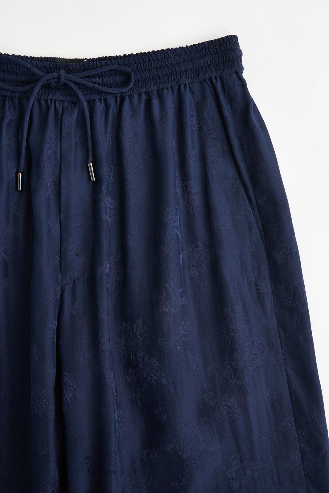 Navy Silk Jacquard Pants