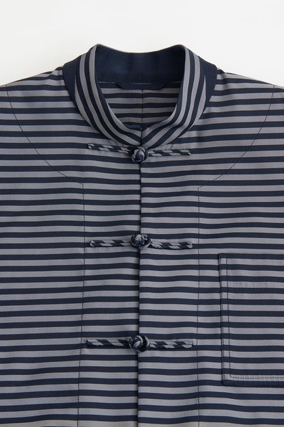 Navy Striped Short Chinese Jacket