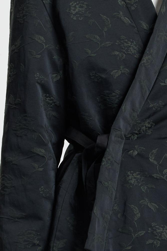 Relief green flower down jacket