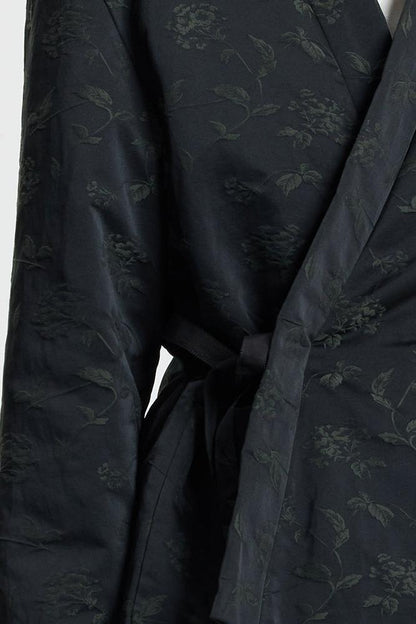 Relief green flower down jacket