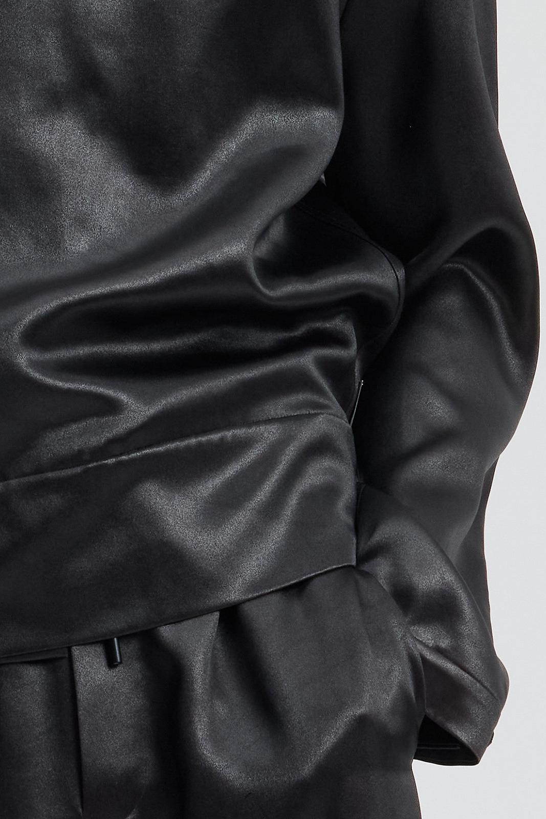 Dark Brown Suangyun Sha Chinese Top with Asymmetric Placket