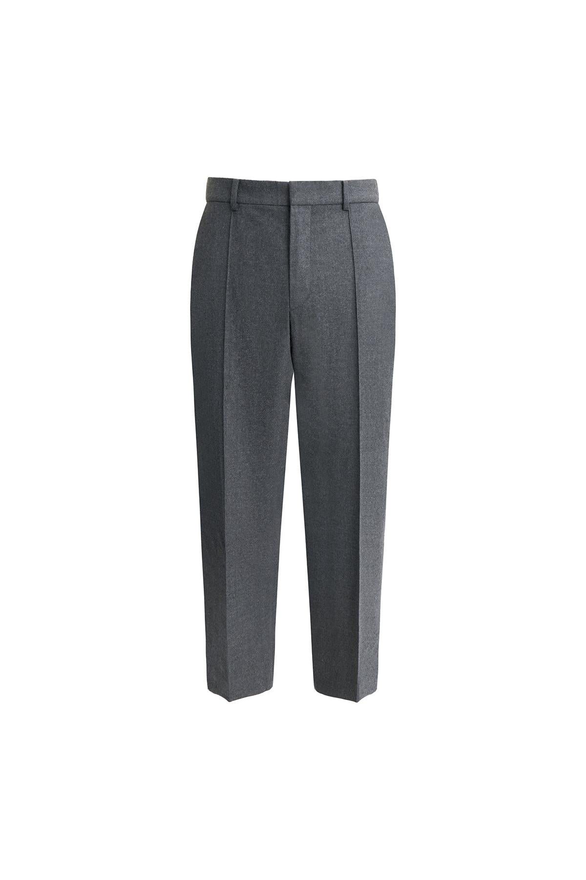 Double Face Wool  Half-Elastic Waist Tailored Pants