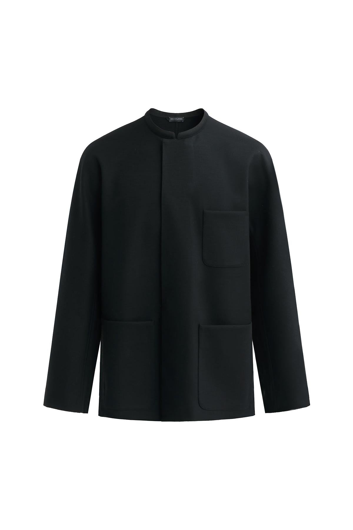 Black thin wool minimalist jacket