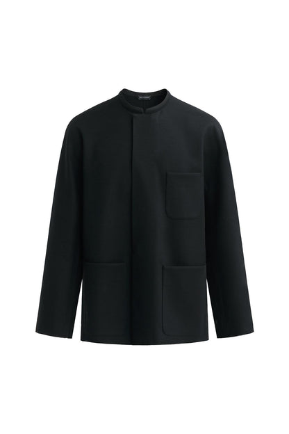 Black thin wool minimalist jacket