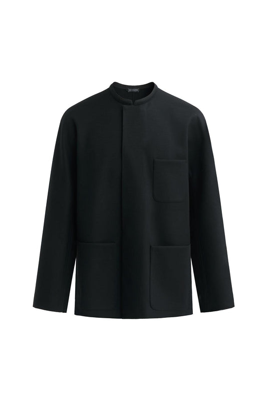 Black thin wool minimalist jacket