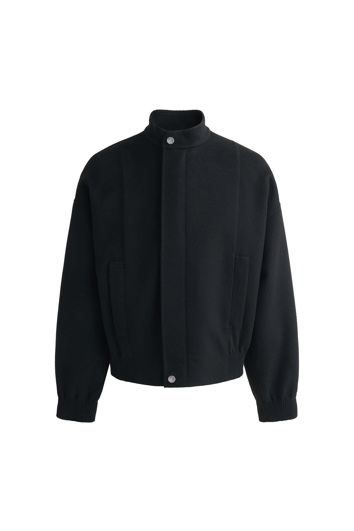 Black Wool Cashmere Bomber Jacket