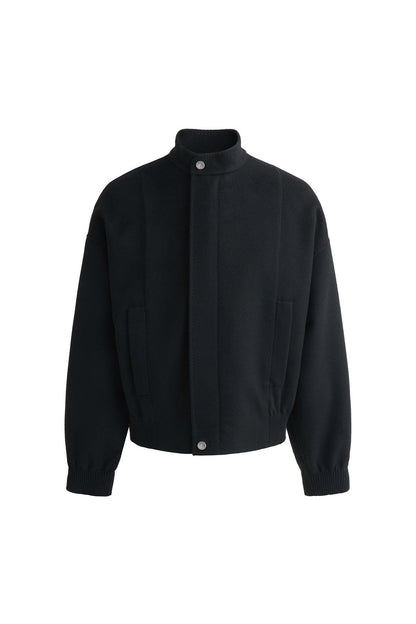 Black Wool Cashmere Bomber Jacket