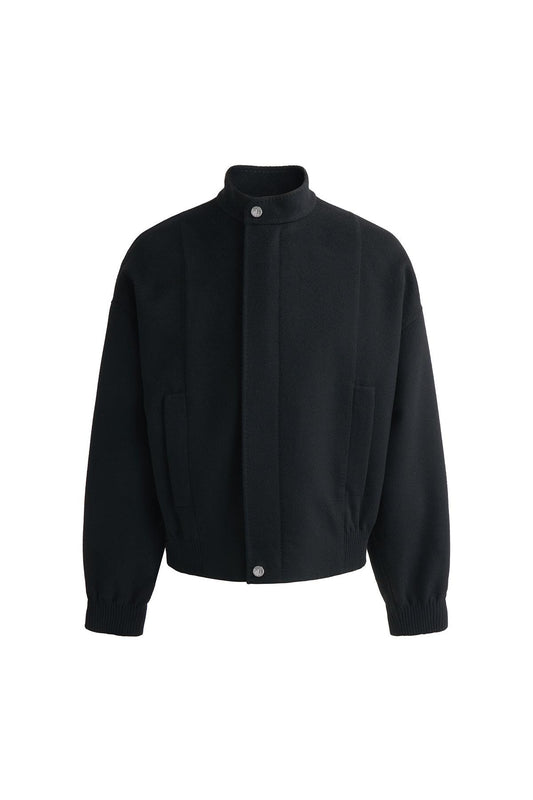 Black Wool Cashmere Bomber Jacket