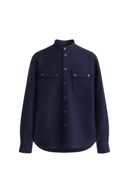 Navy Double Face Wool Shirt Jacket