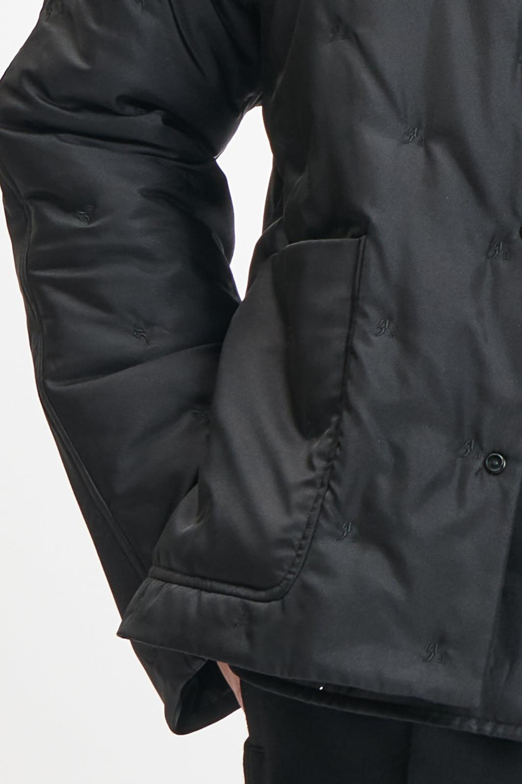 Black Silk Padded Chinese Jacket with "XianSheng" Embroidery