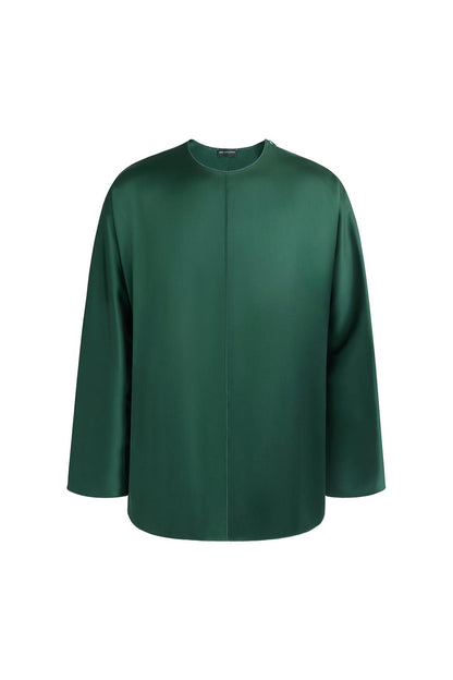 Dark Green Fluid Front Long Top