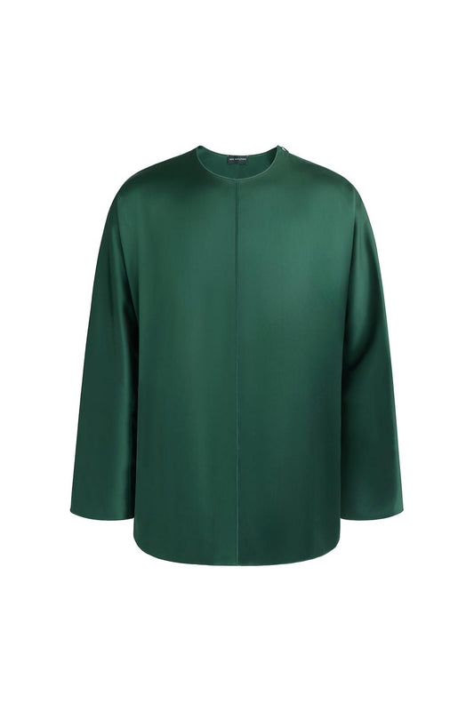 Dark Green Fluid Front Long Top