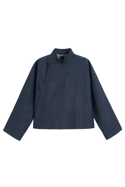 Navy denim Chinese jacket