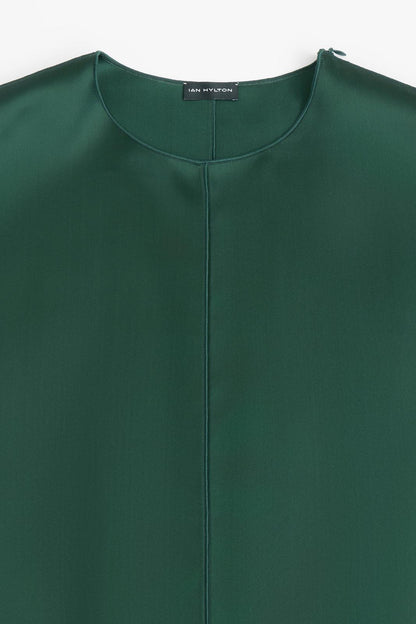 Dark Green Fluid Front Long Top