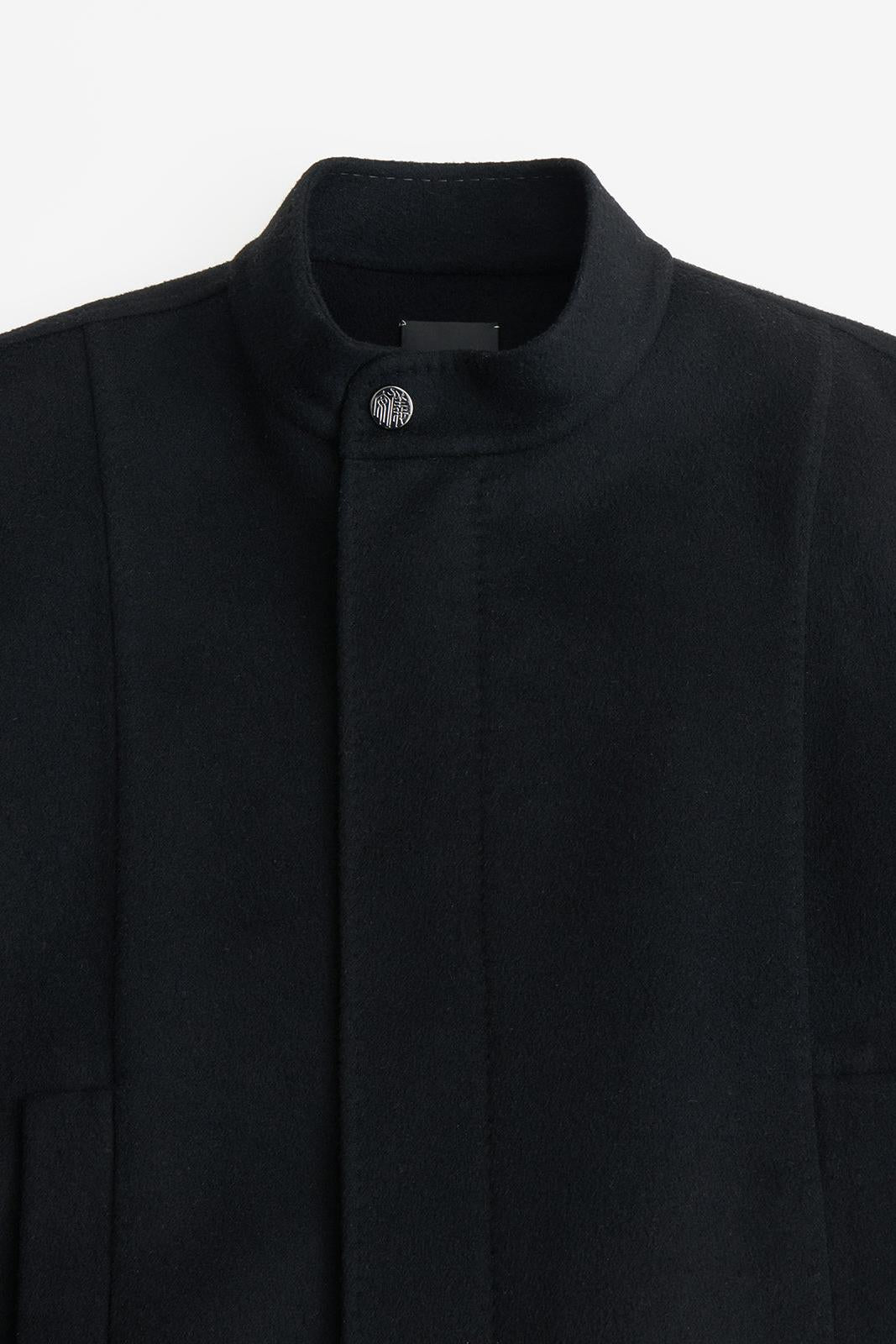 Black Wool Cashmere Bomber Jacket
