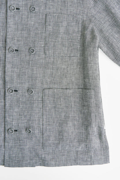 ‌Linen Houndstooth Double-Breasted Blazer