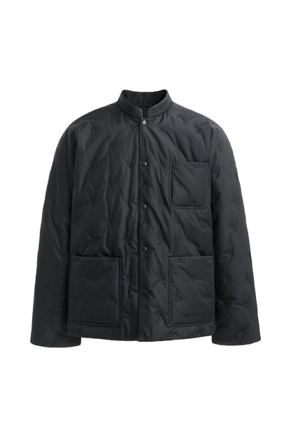 Black Silk Padded Chinese Jacket with "XianSheng" Embroidery