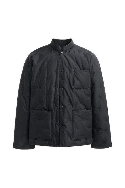 Black Silk Padded Chinese Jacket with "XianSheng" Embroidery