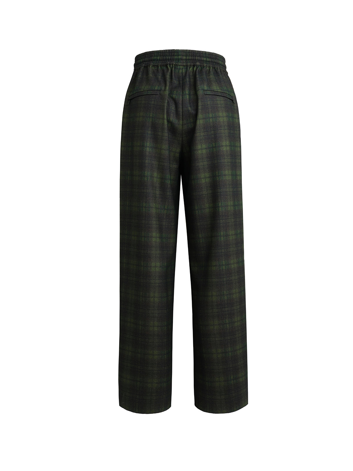 Dark Green Checked Drawstring Pants