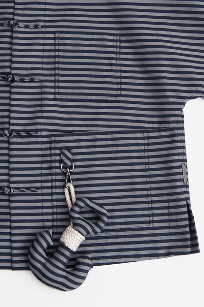 Navy Striped Short Chinese Jacket