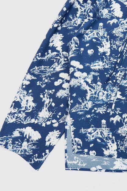 Ancient People Print Chinese Silk Shirt in SIlk