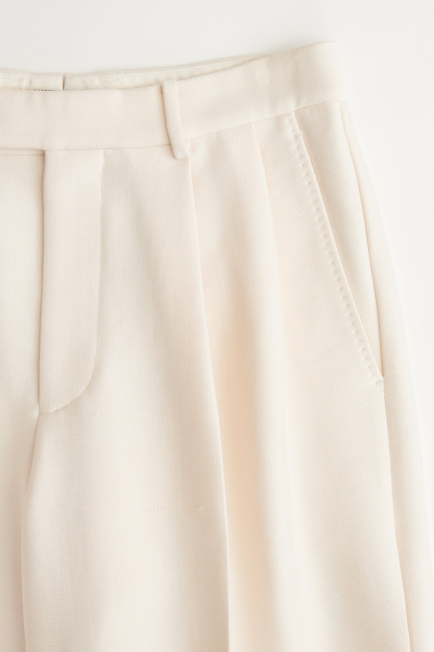 Wide Leg Pants with Wide Pleat in Wool Silk