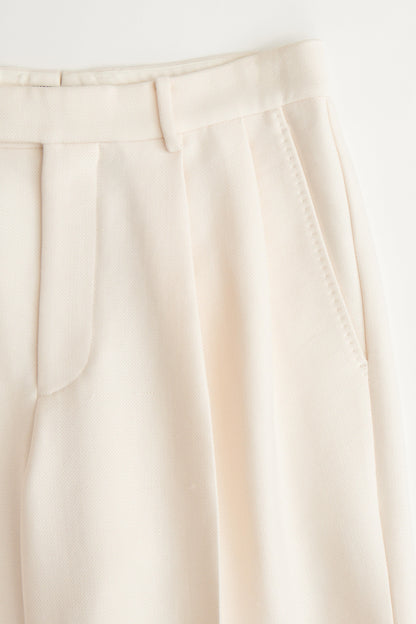 Wide Leg Pants with Wide Pleat in Wool Silk