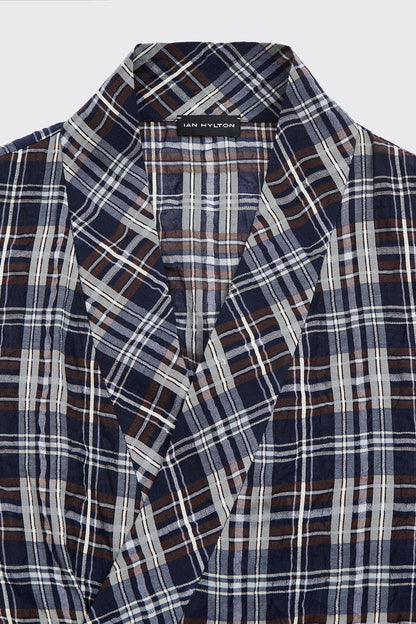 Cross-Over Shirt in Silk Cotton Check