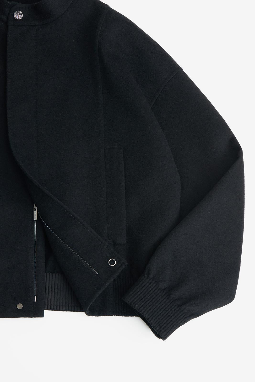Black Wool Cashmere Bomber Jacket
