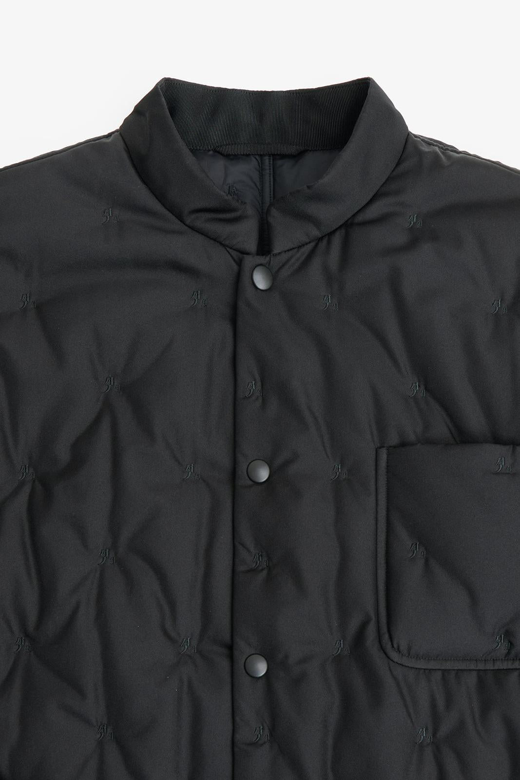 Black Silk Padded Chinese Jacket with "XianSheng" Embroidery