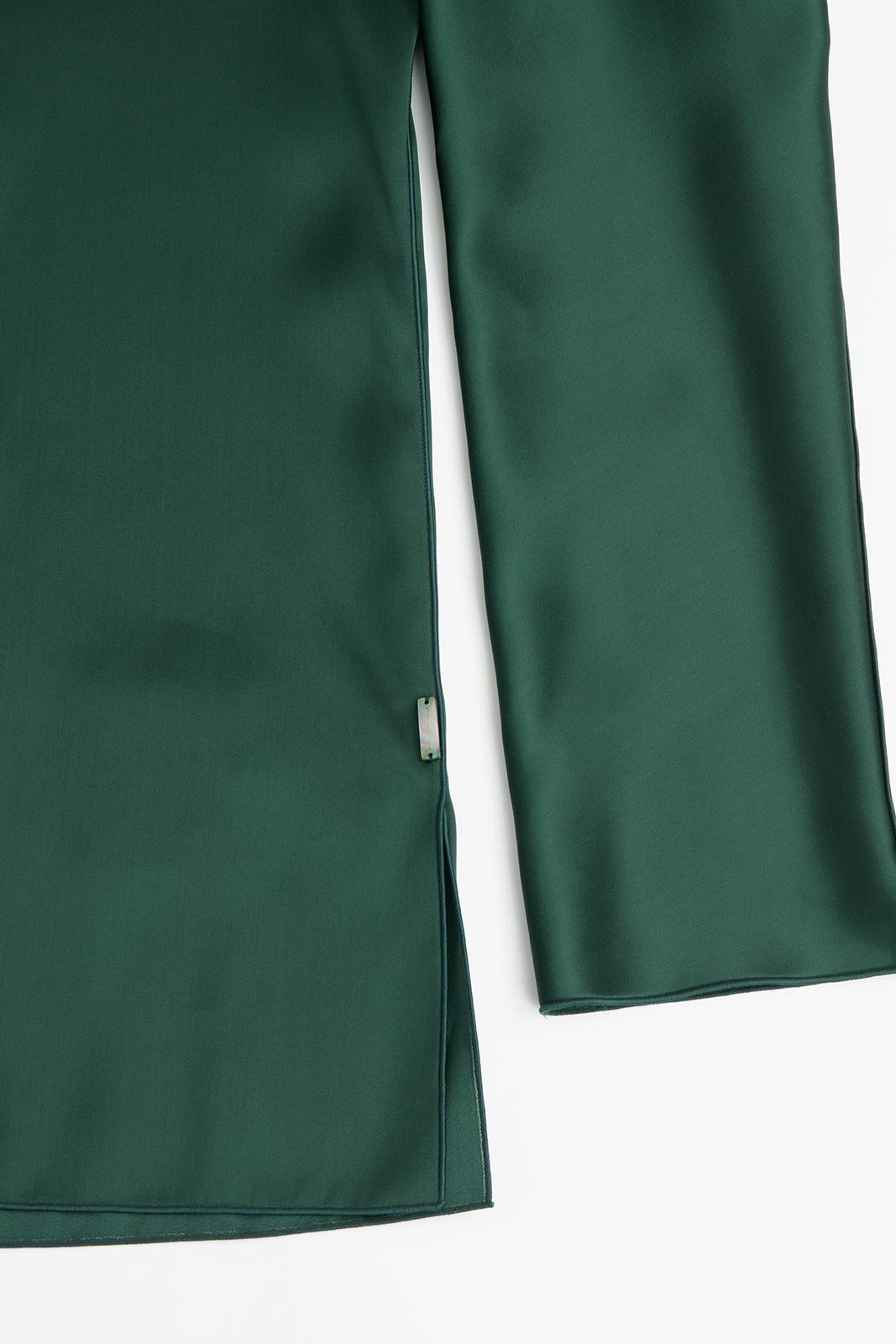 Dark Green Fluid Front Long Top