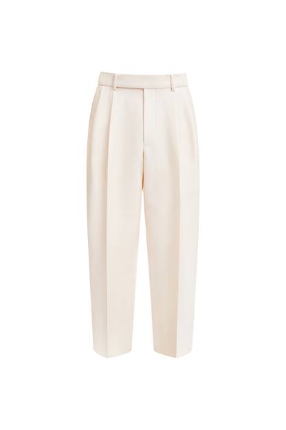 Wide Leg Pants with Wide Pleat in Wool Silk