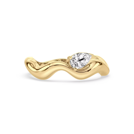 Undula White Diamond Pear Ring