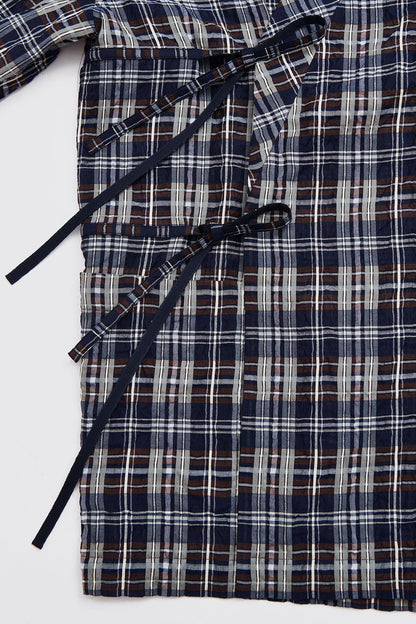 Cross-Over Shirt in Silk Cotton Check