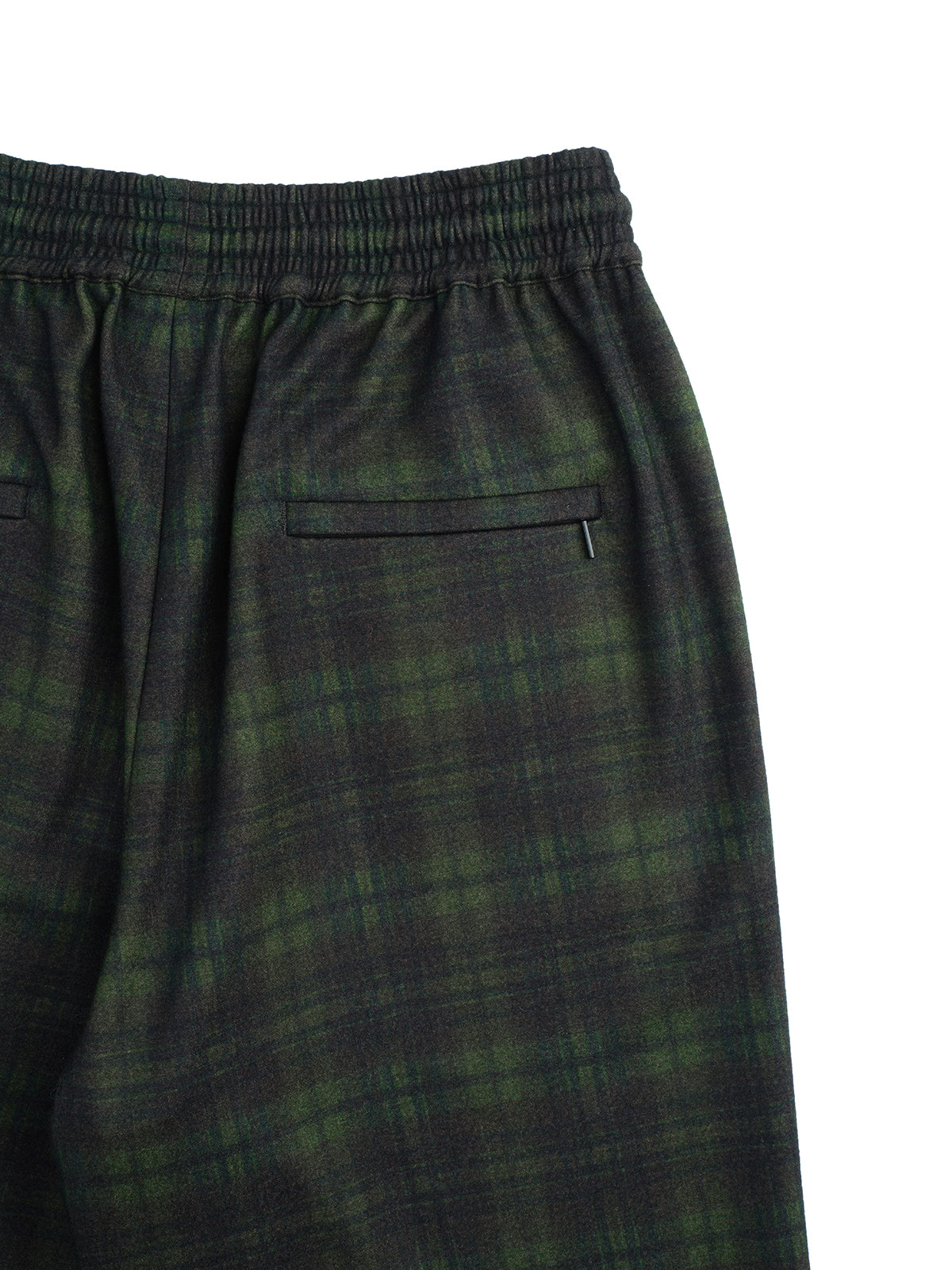 Dark Green Checked Drawstring Pants