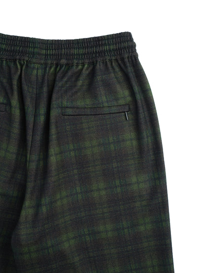 Dark Green Checked Drawstring Pants