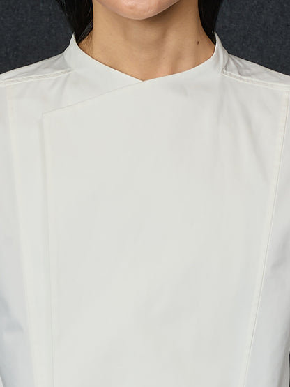 White Cotton Cross-Collar Shirt