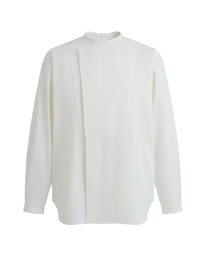 White Cotton Cross-Collar Shirt