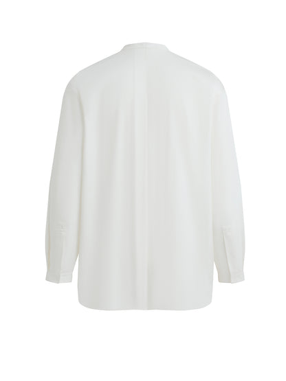 White Cotton Cross-Collar Shirt