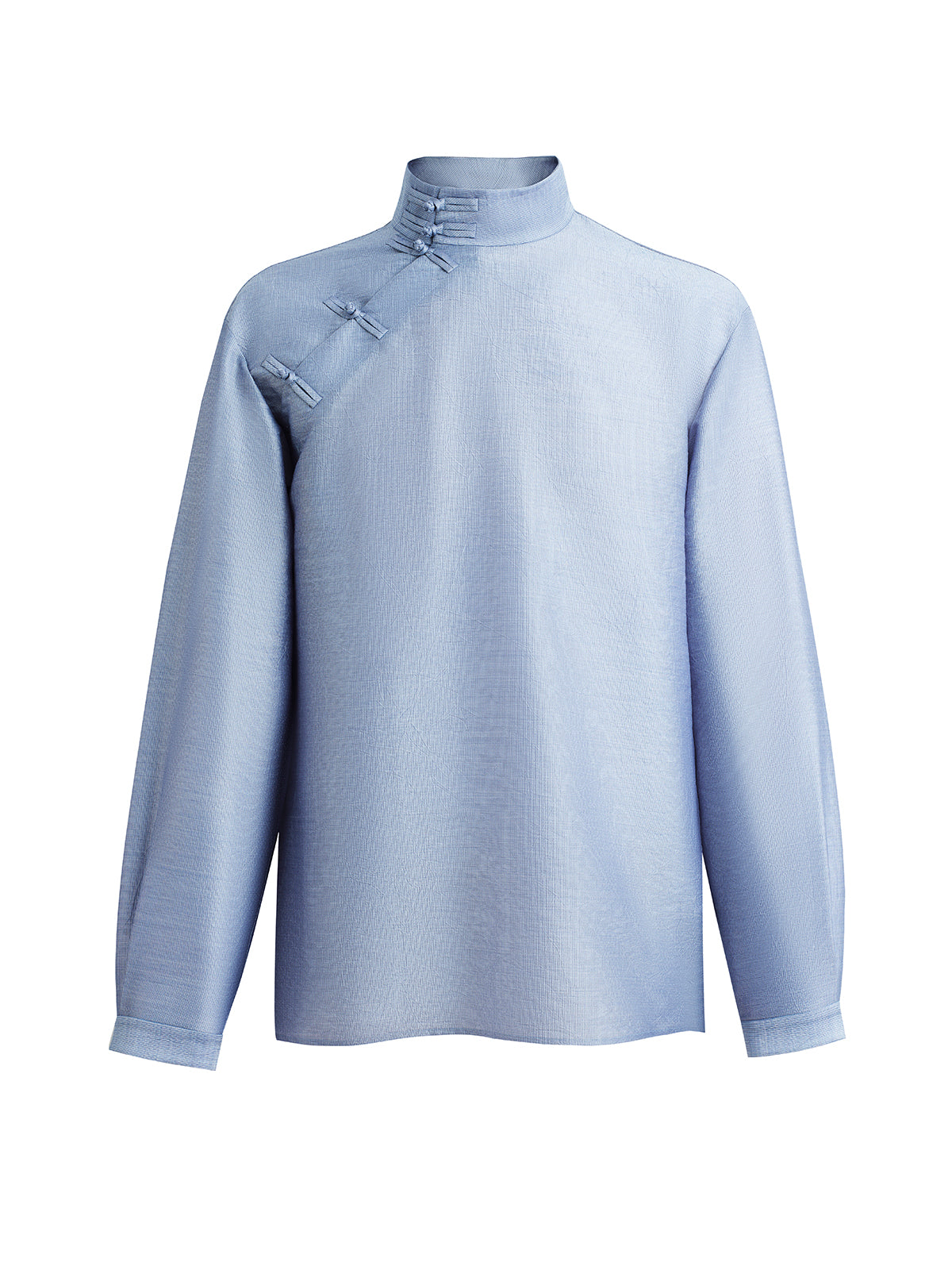 Light Blue Textured Chinese Shirt