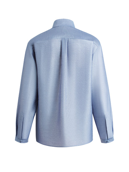 Light Blue Textured Chinese Shirt