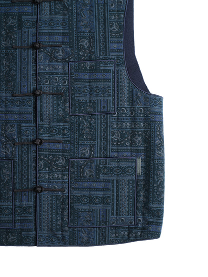 Navy Chinese Vest with Knit Back