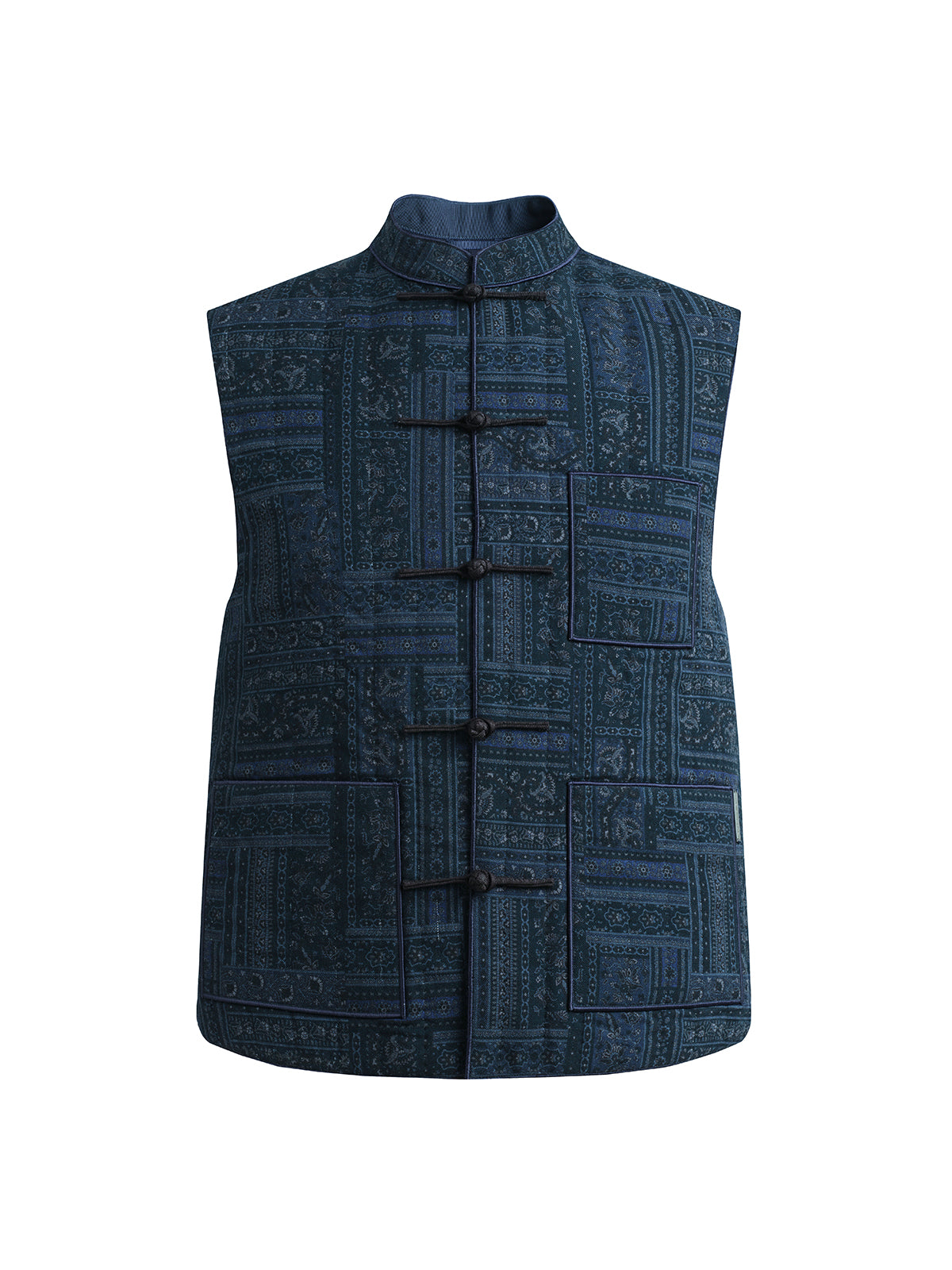 Navy Chinese Vest with Knit Back