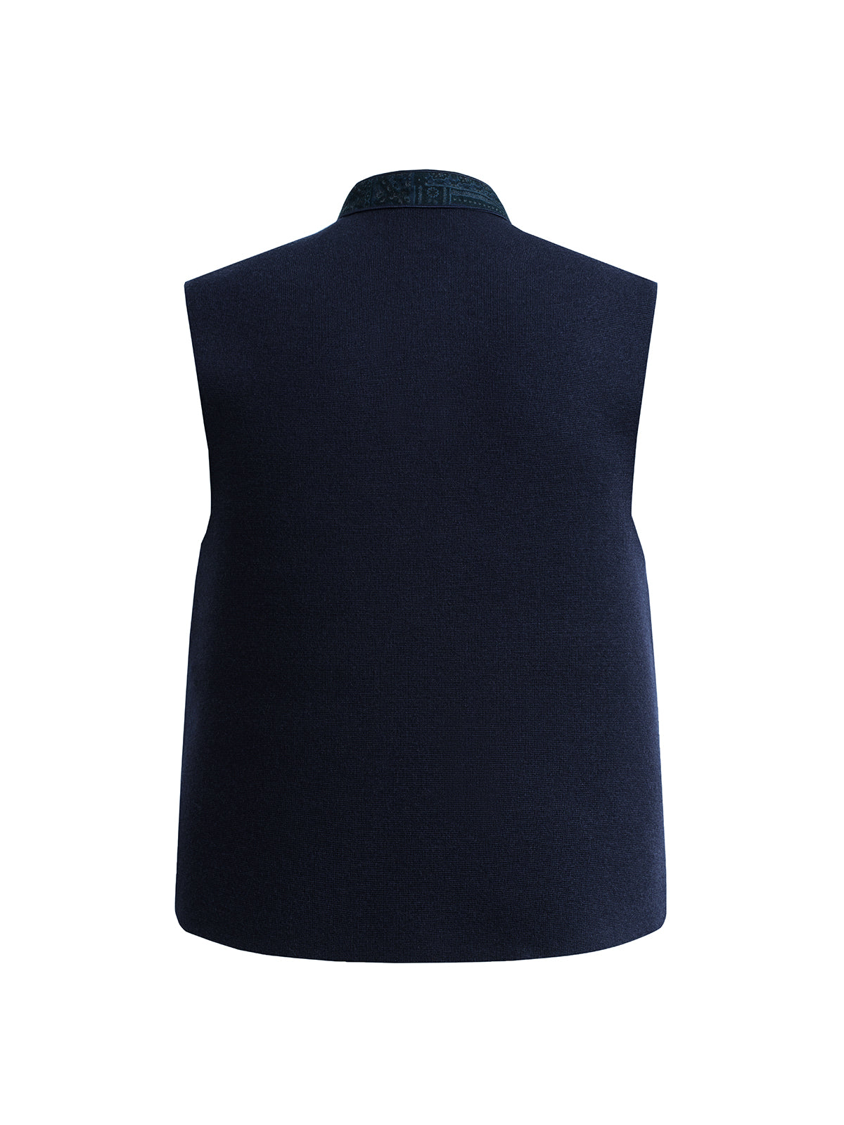 Navy Chinese Vest with Knit Back