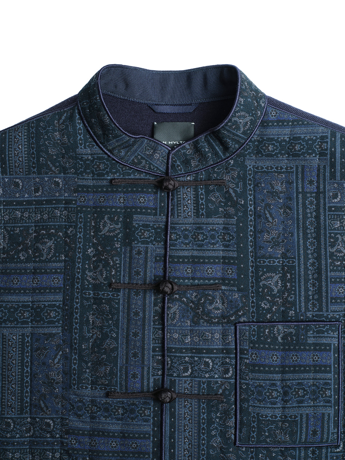 Navy Chinese Vest with Knit Back
