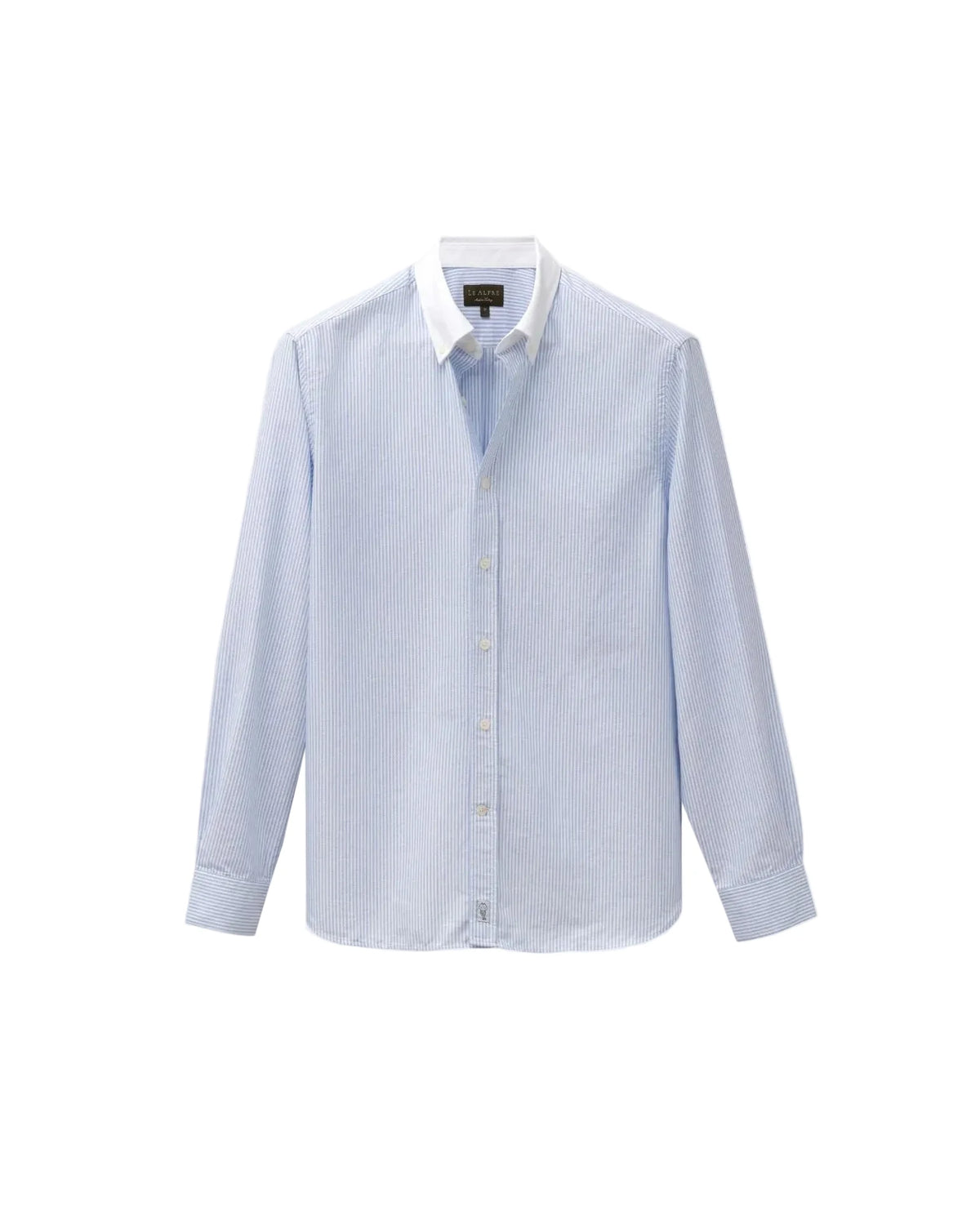 Striped Contrast Collar Oxford Shirt (Blue)
