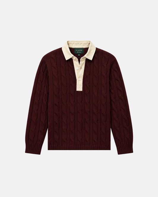 Cable Knit Rugby (Burgundy)
