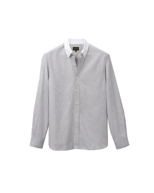Striped Contrast Collar Oxford Shirt (Black)