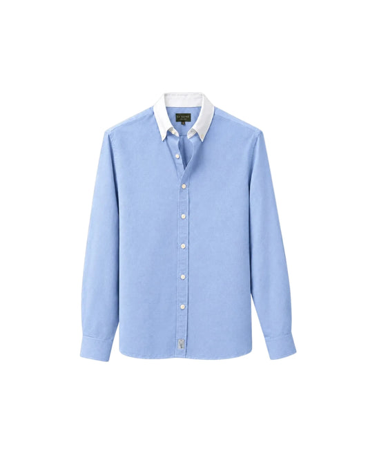 Classic Contrast Collar Oxford Shirt (Blue)