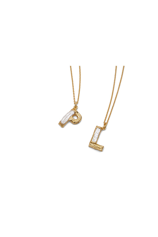 Birch Pearl Alphabet Necklace - P